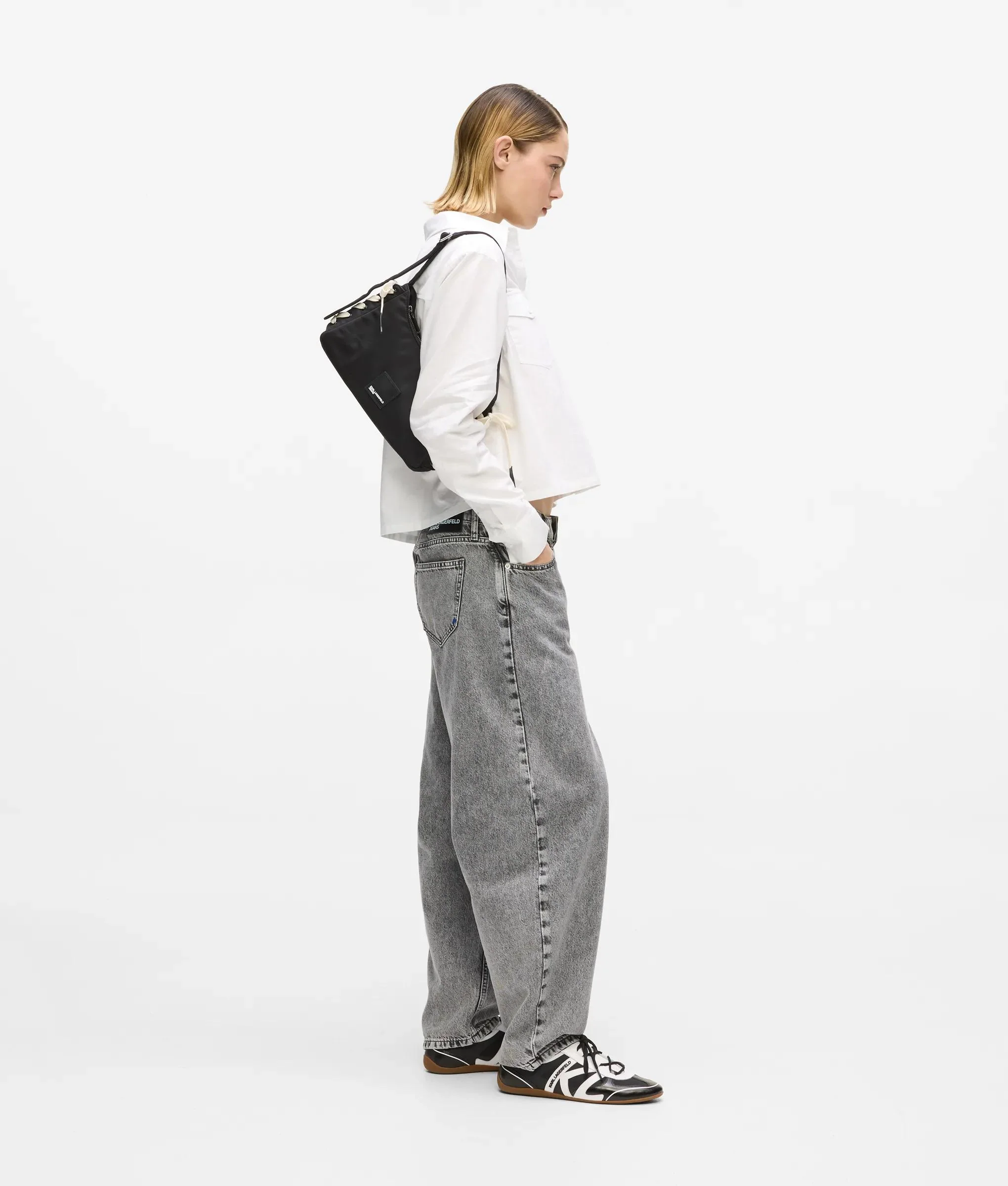 Sac porté épaule à lacets en nylon