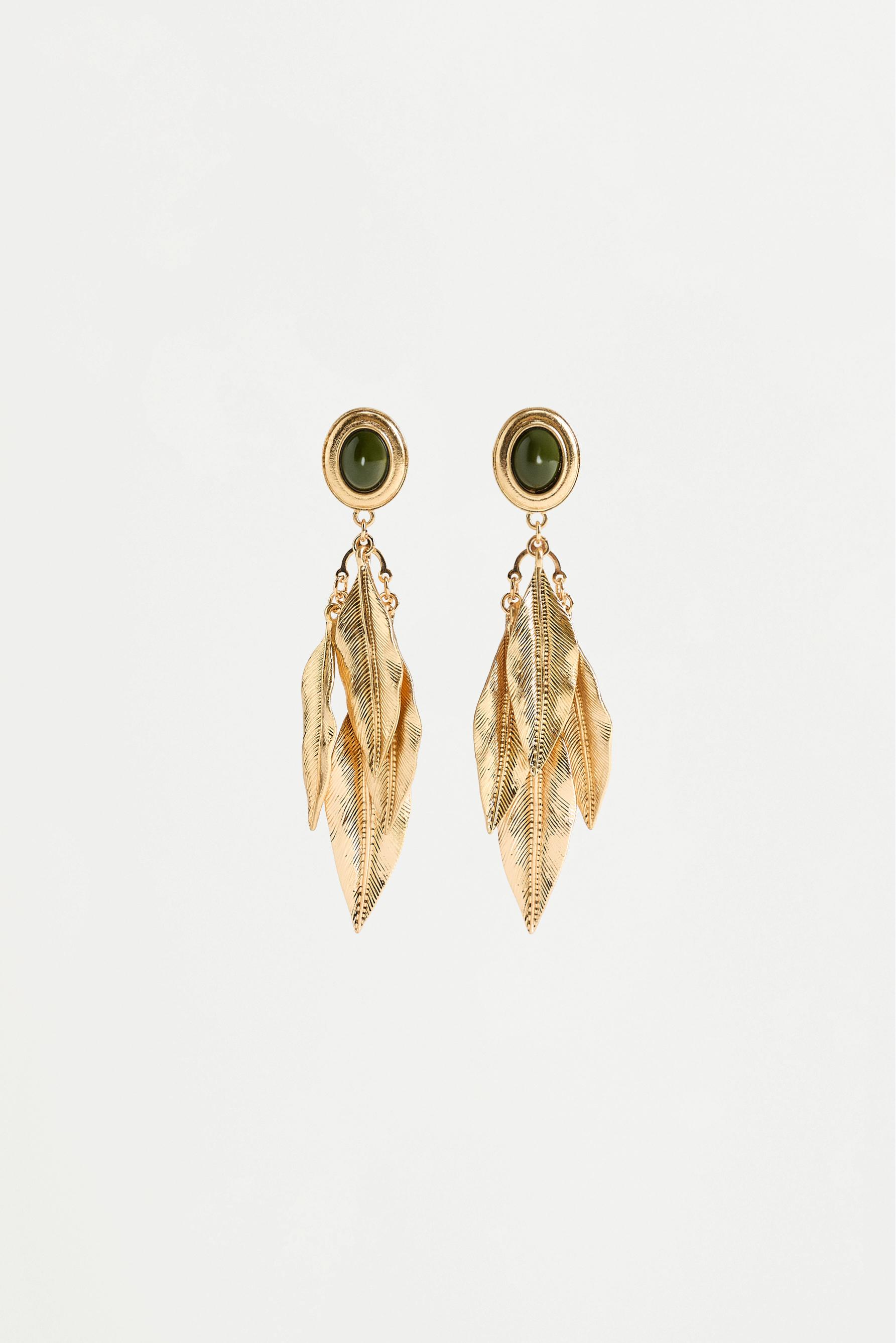 Pendientes dorados plumas