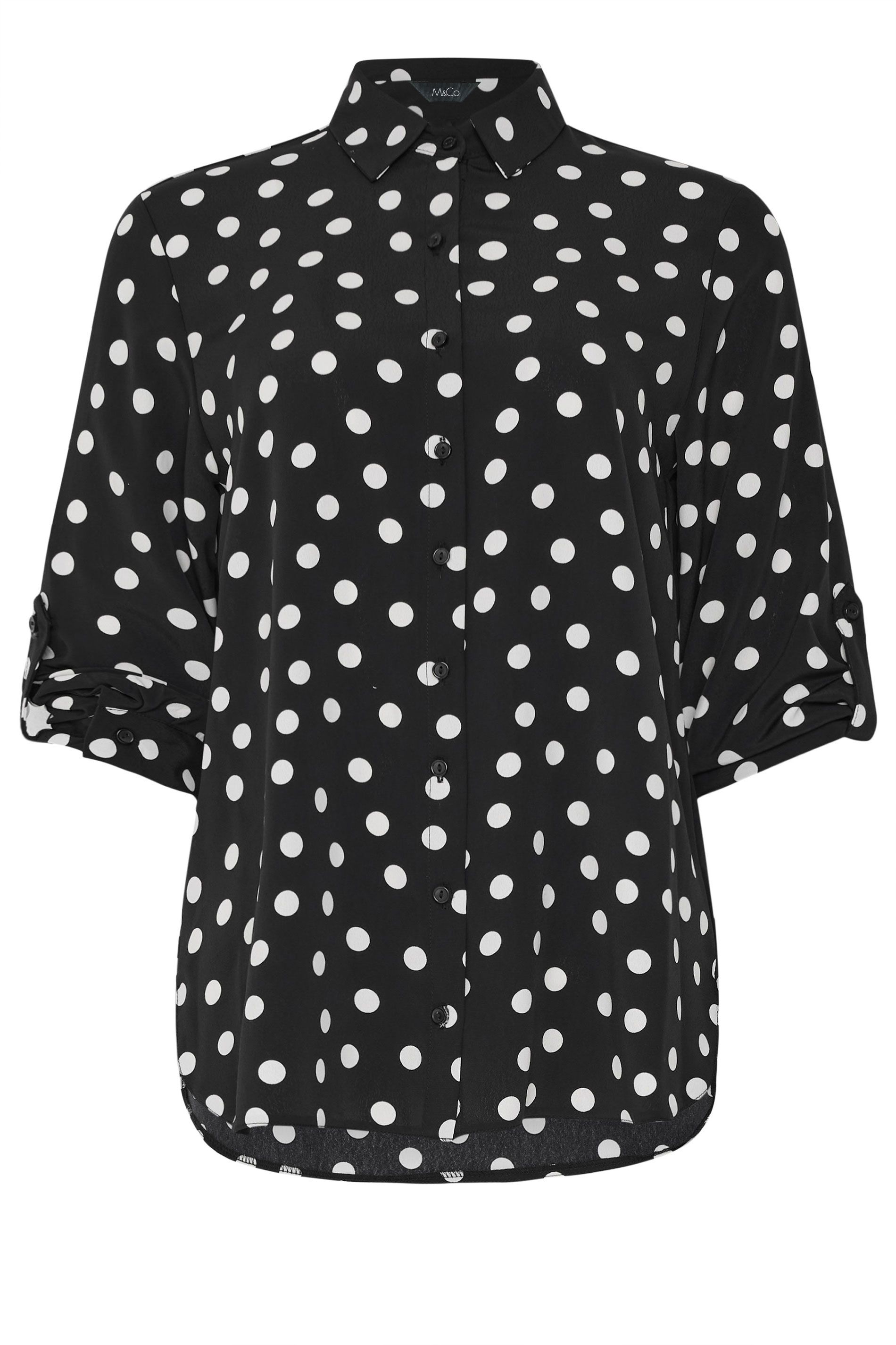 M&Co Polka Dot Tab Sleeve Shirt