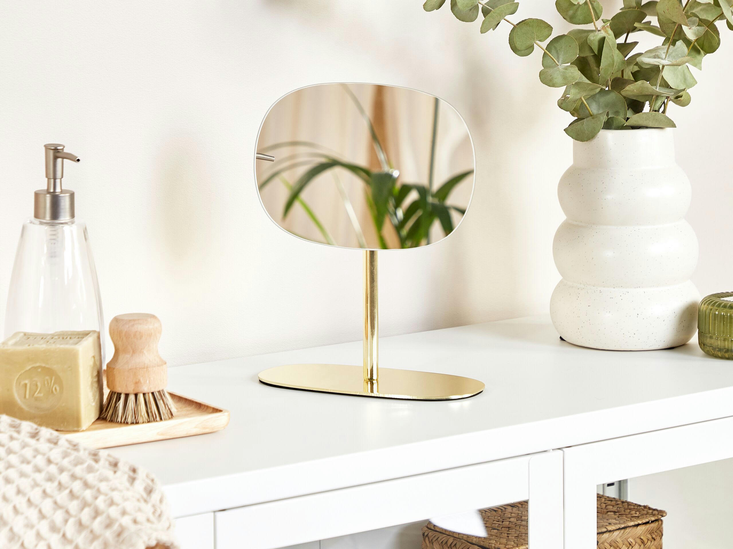 CHARENTE - Miroir de table en métal doré 31x20