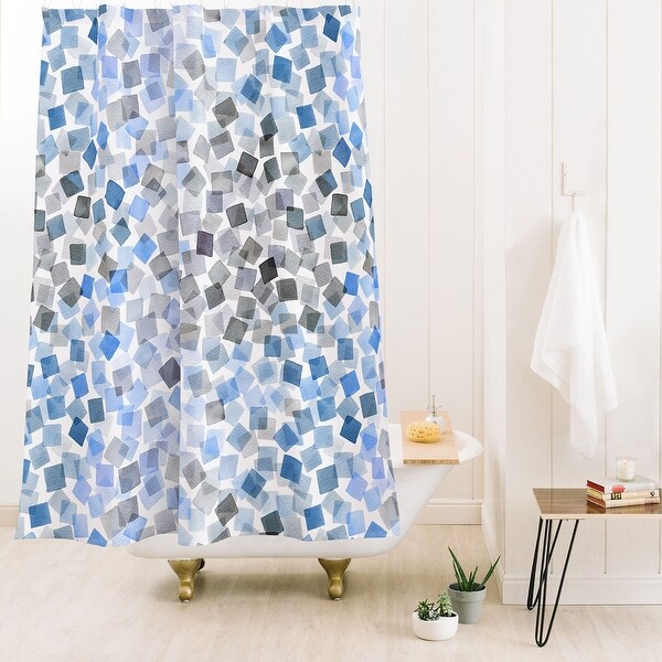 Ninola Design Confetti Plaids Blue Made to Order Shower Curtain 71" x 74" with Liner