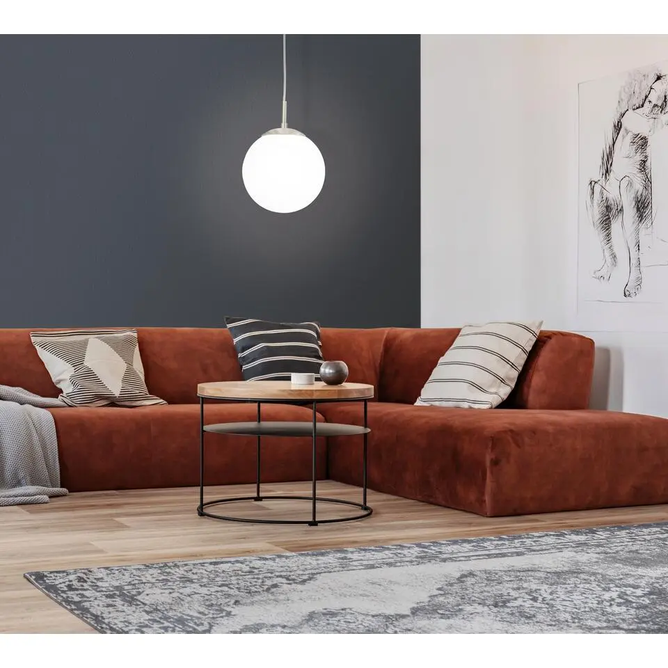 EGLORondo-Hanglamp-1Lichts-&Oslash;200mm.-Nikkel-Mat-Wit