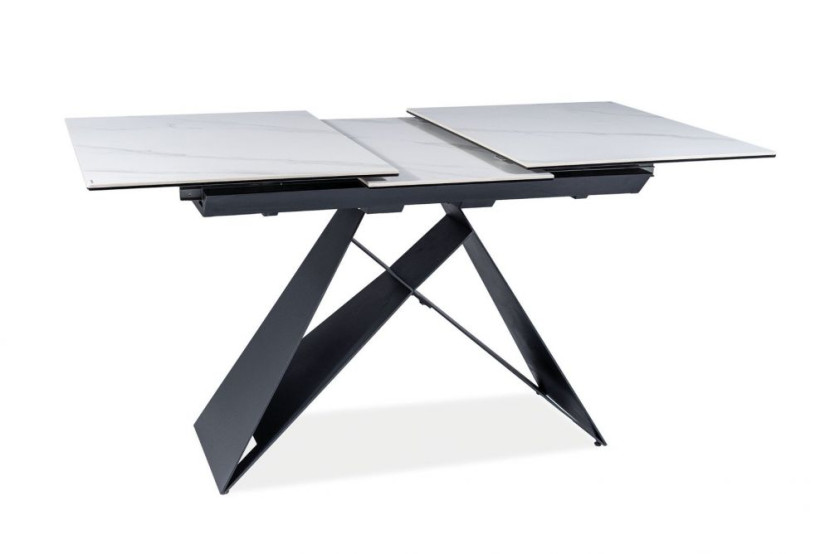 Stół rozkładany WESTIN SC 120(160)x80 biały marmur/czarny ma