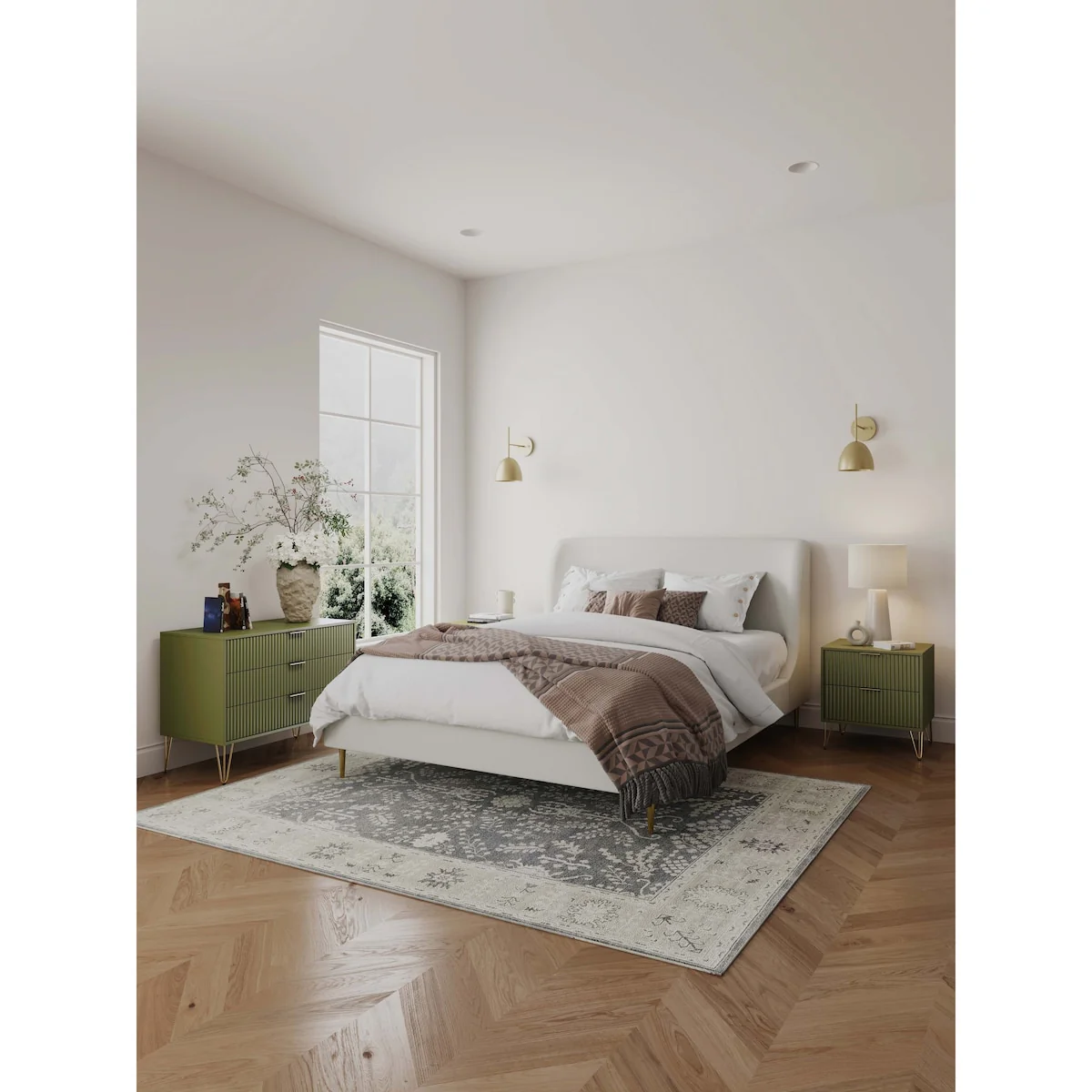 Manhattan Comfort 2-Piece Dumbo Modern Standard 3-Drawer Dresse 2.0 Nightstand Set