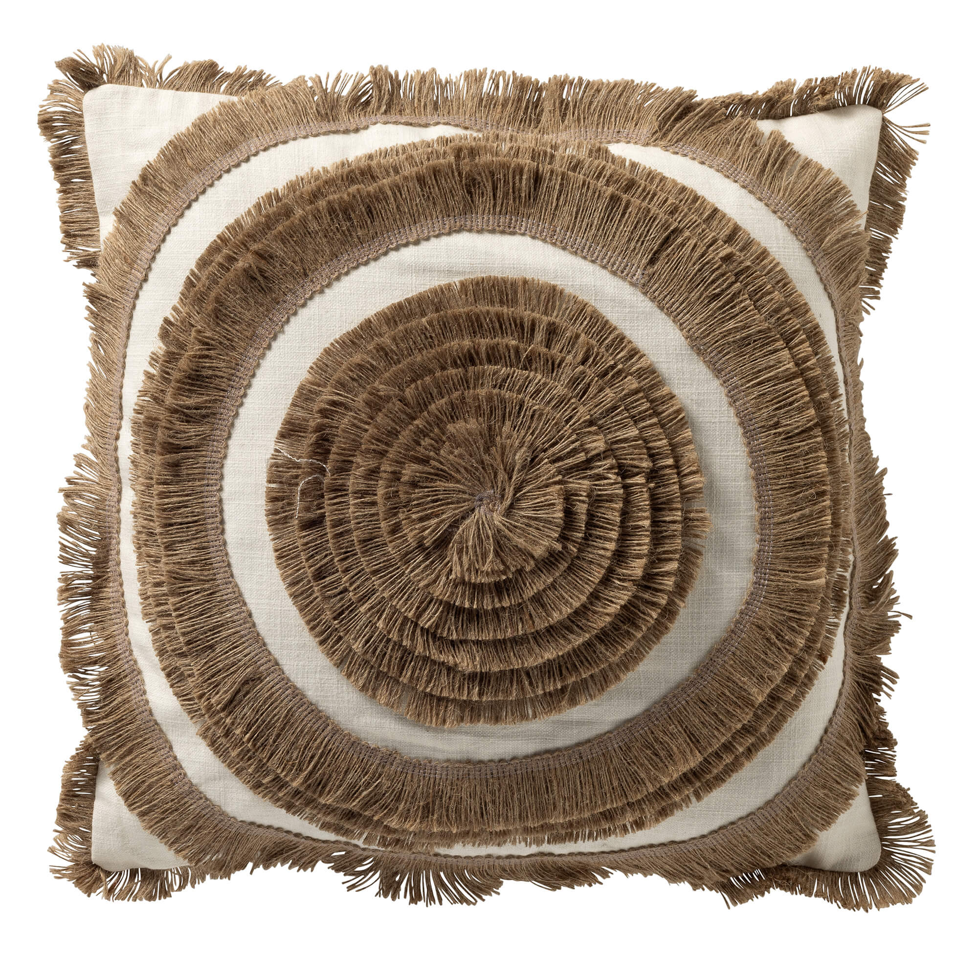LEI - sierkussen 45x45 cm - jute afwerking - Natural - bruin