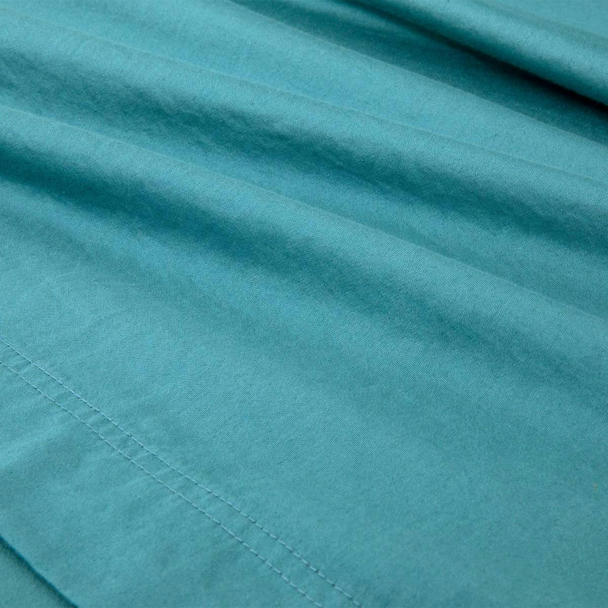 PALERME - Drap plat en satin de coton lavé bleu 180 x 290 cm