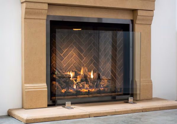 AMS Fireplace Free Standing Clear Glass Screen | Custom Sizes Available