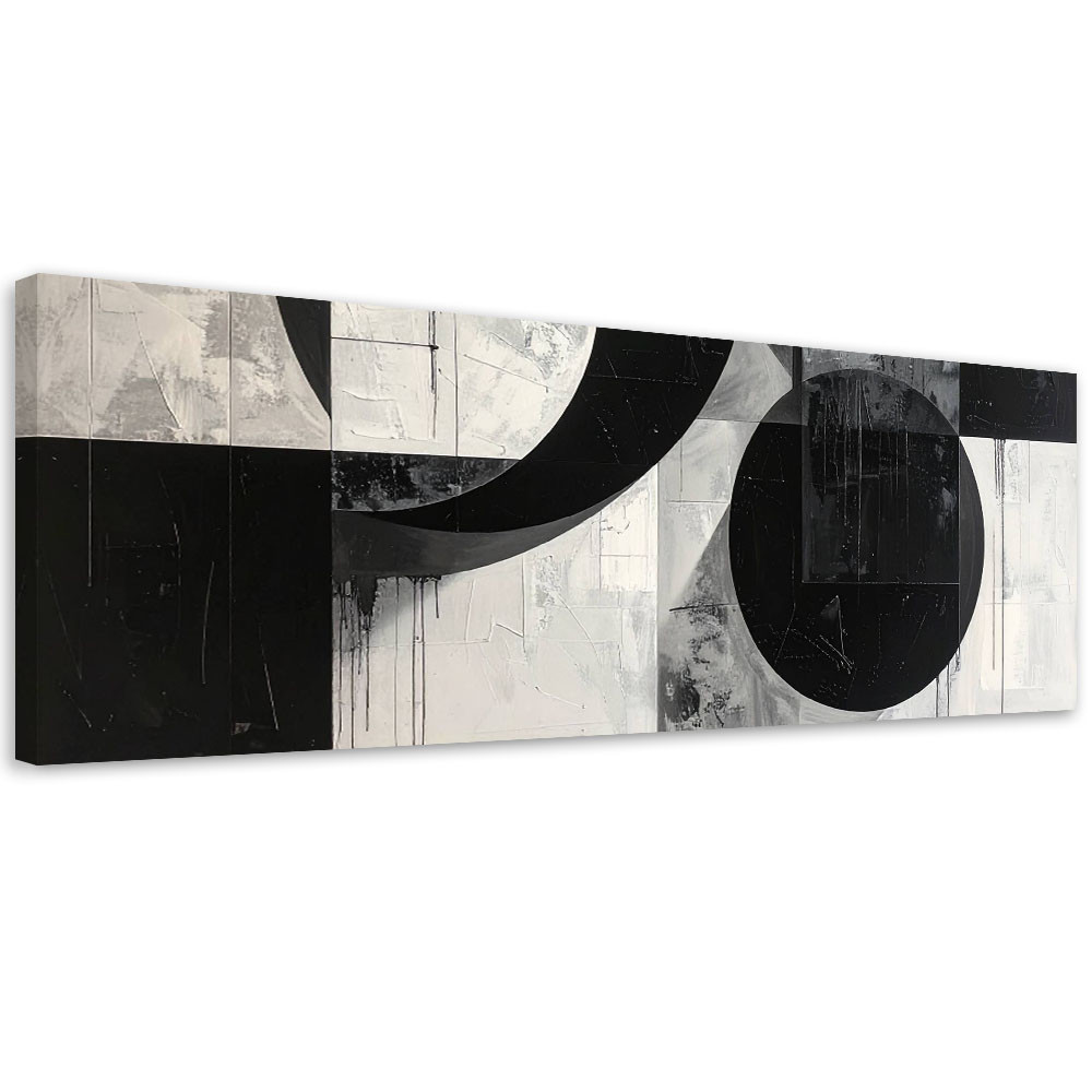 Obraz do salonu sypialni biura loftu, Czarno biała geometryczna 90x30