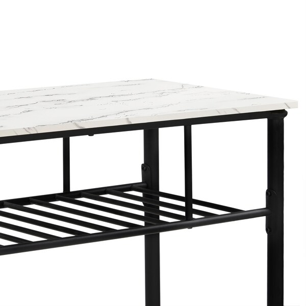 Rustic Farmhouse Counter Height Dining Kitchen Kitchen Island Prep Table, Kitchen Storage Rack with Worktop and 2 Shelves