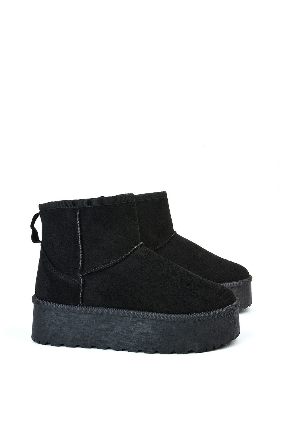 XY London Evalyn' Classic Mini Flat Platform Sole Faux Fur Lined Ankle Boots