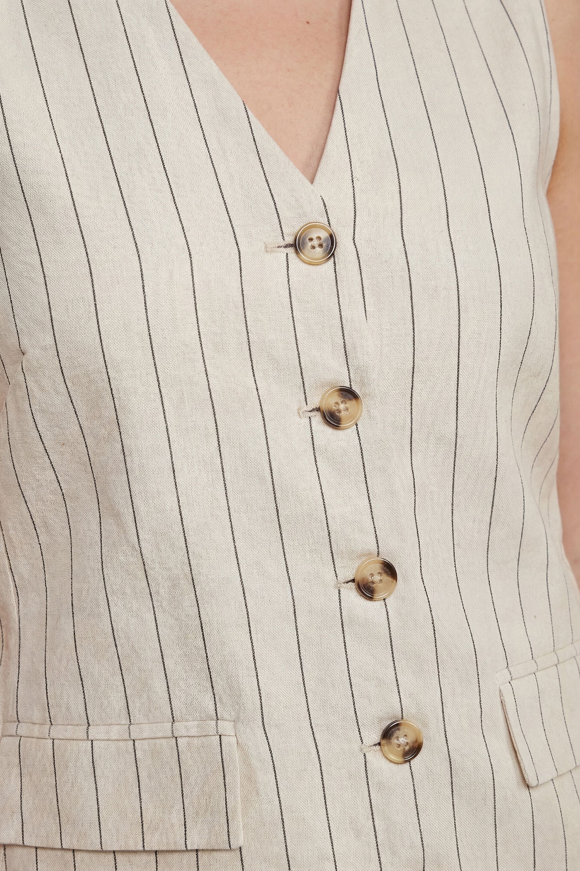 Dorothy Perkins Stripe Linen Look Button Up Waistcoat