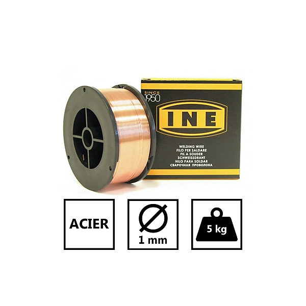 Fil à souder acier 1.0mm 5 Kg SG2 Bobine 200mm Soudure Consommable MIG-MAG INE