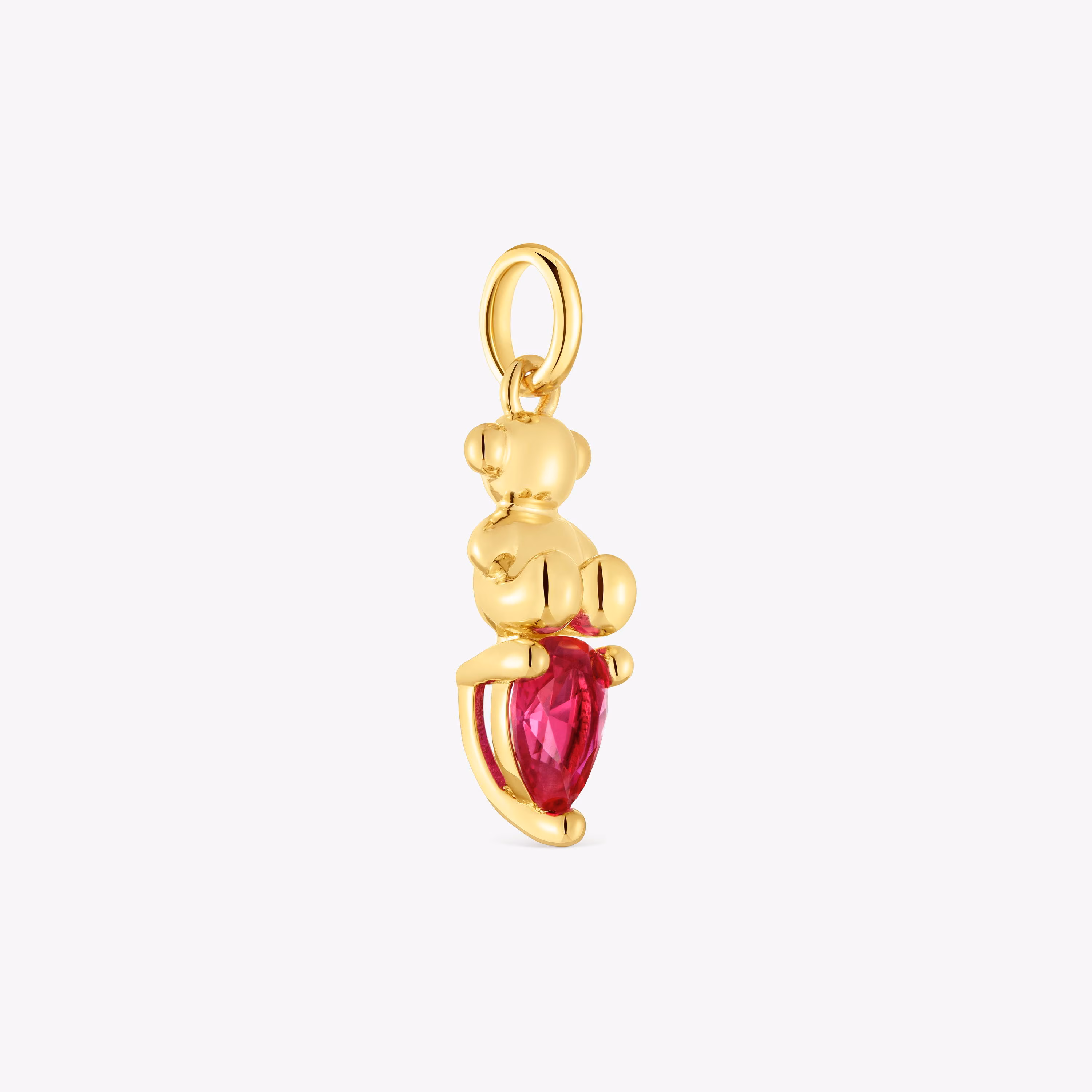 Colgante pequeño motivo oso con baño de oro 18 kt sobre plata y rubí creado en laboratorio Bold Bear LGG