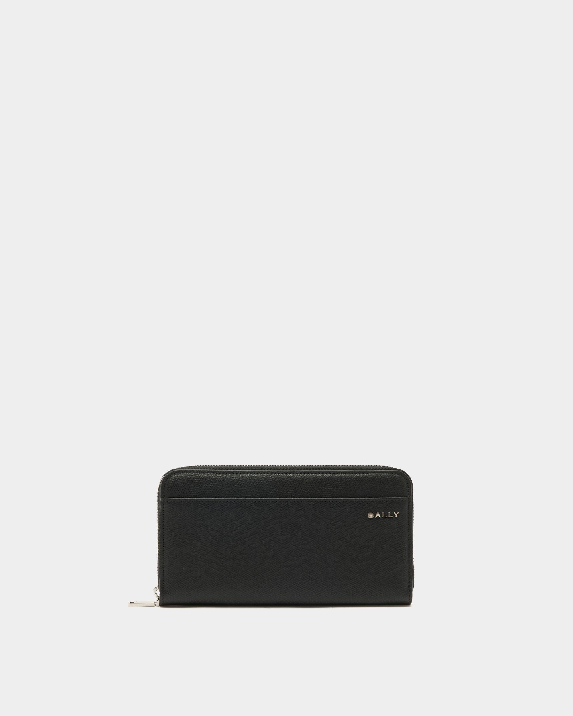 Bally Essential Geldbörse Mit Umlaufendem Reißverschluss Aus Genarbtem Leder In Schwarz