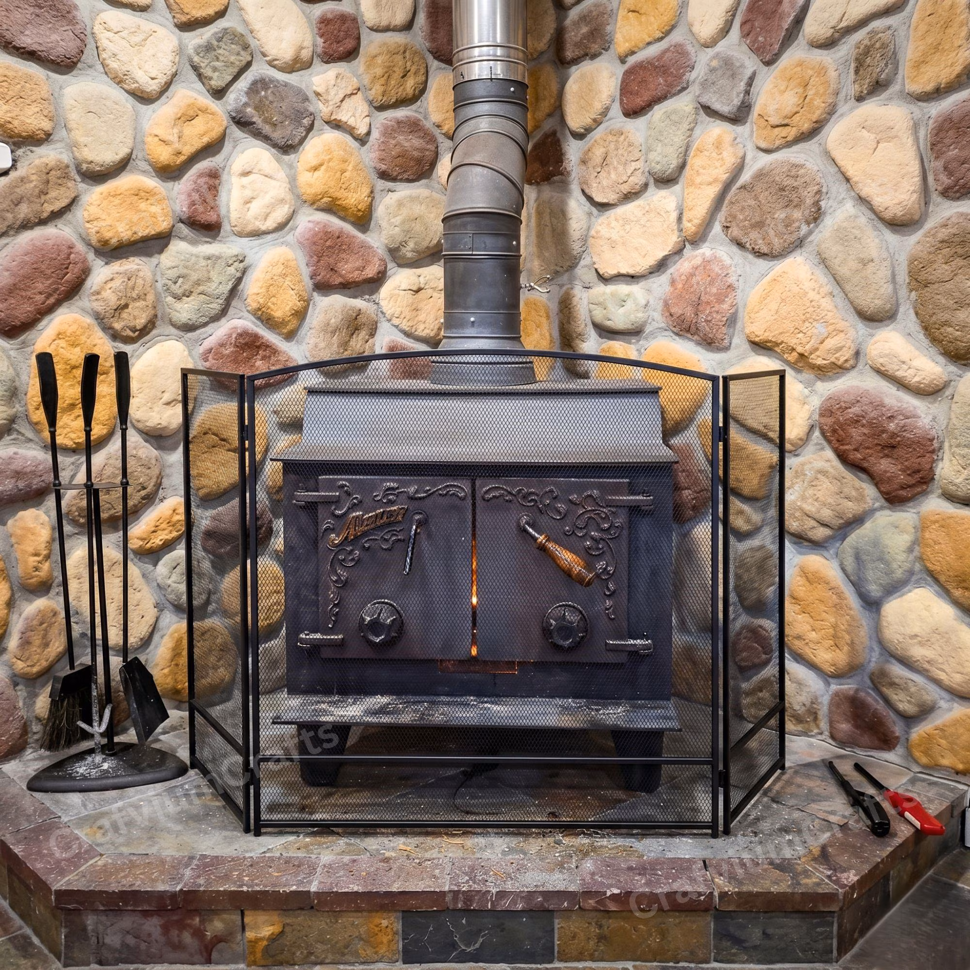 3-Panel Iron Foldable Fireplace Screen for Living Room, Fire Safety Screen, Fireplace Panel, Fireplace Mesh, Fire Place Screen