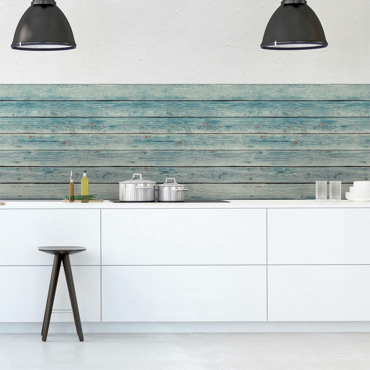 - Sticker effet papier peint bois bord de mer 60x60cm