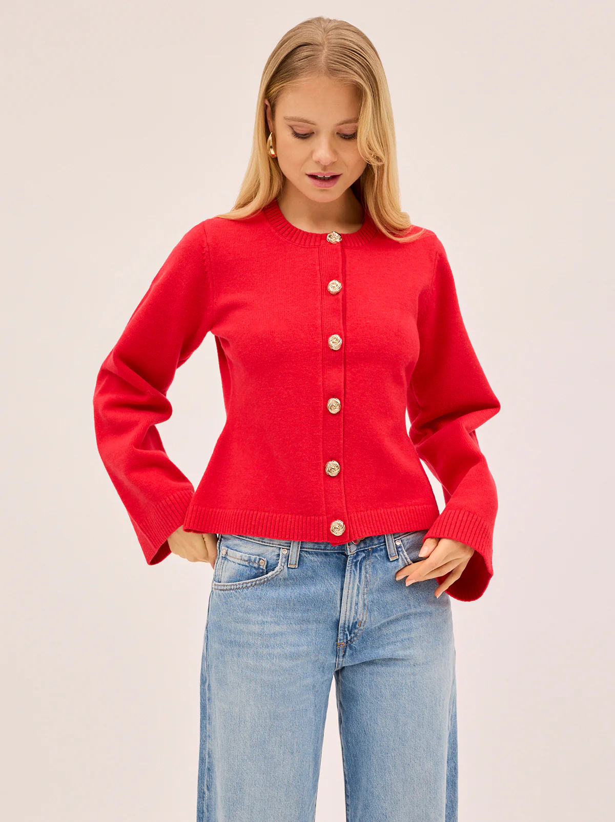 Cleo Red Knit Cardigan