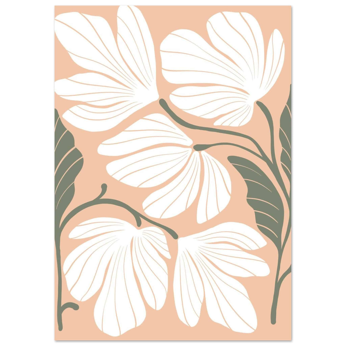 Artfulprints Poster Boho – Delicate flowers  - A4 21x29.7 cm - Wit