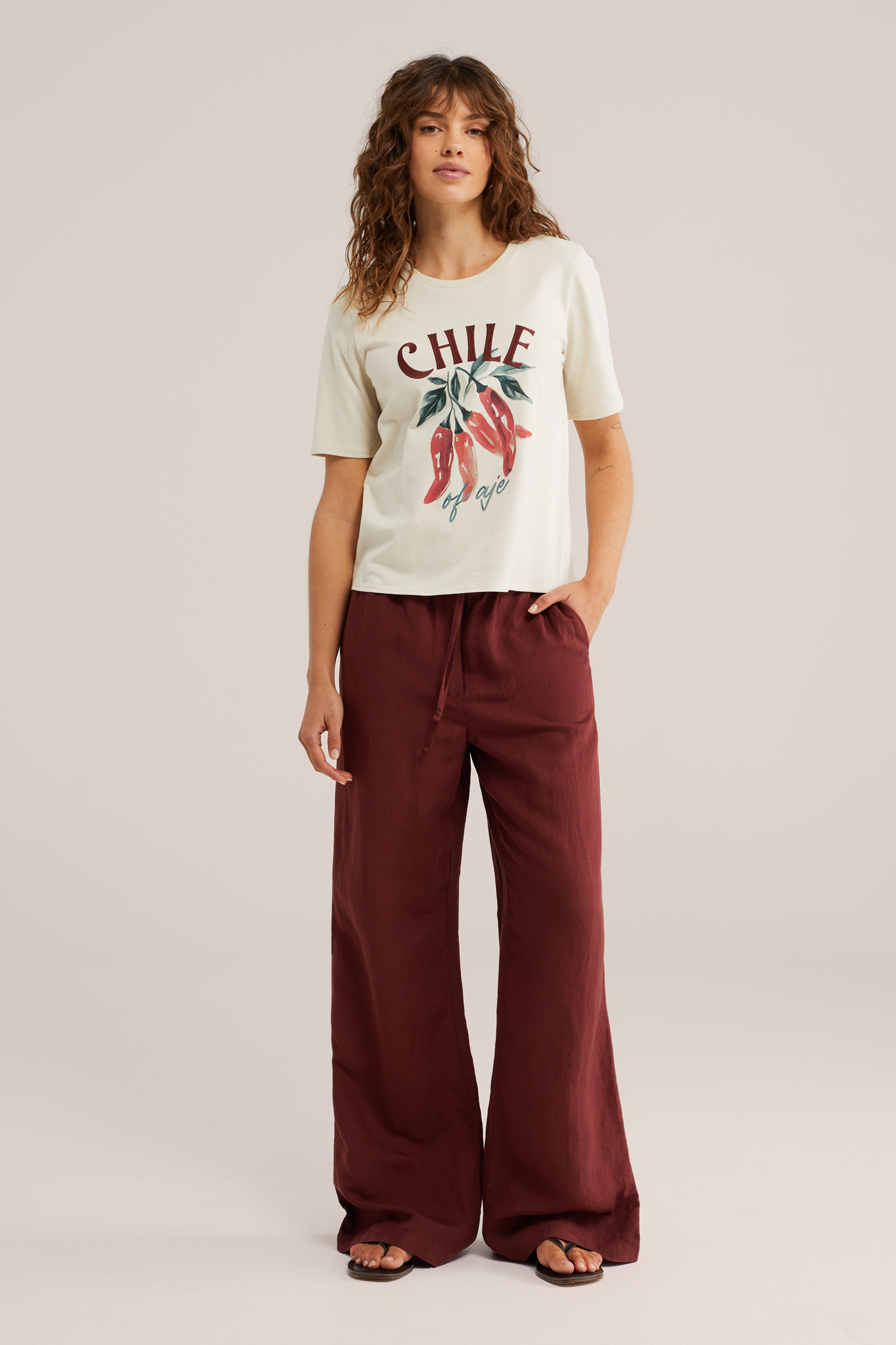 Dames T-shirt met print en embroidery