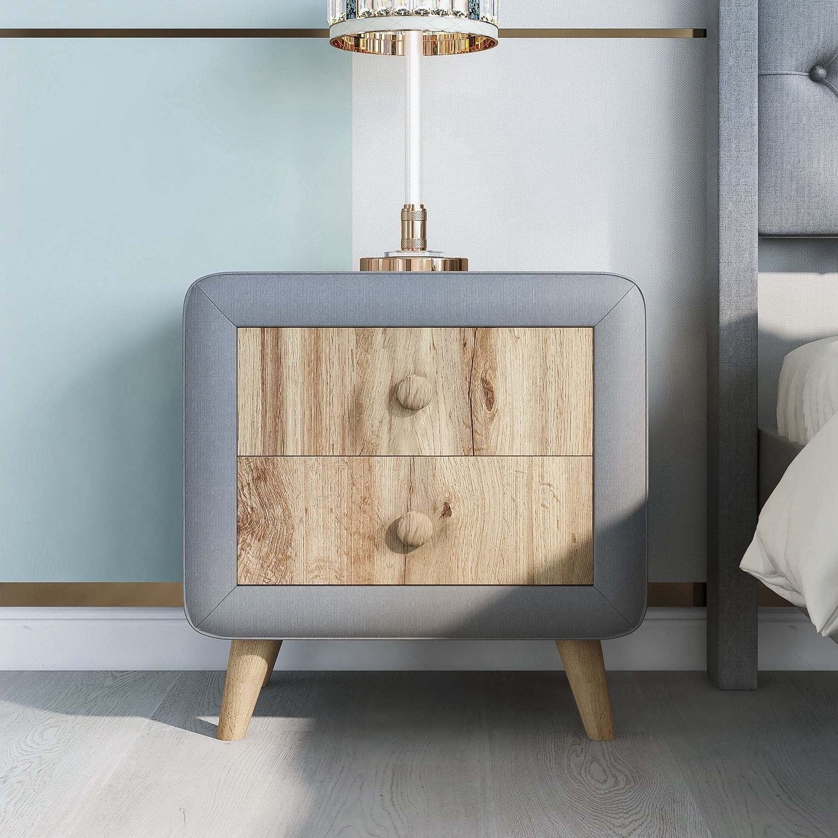 Wooden Nightstand with 2 Drawers