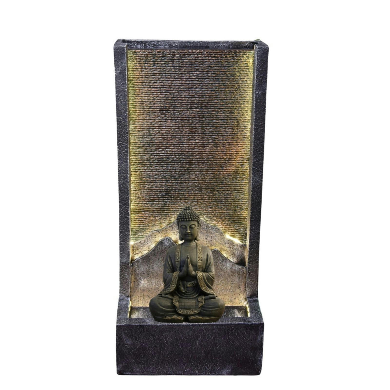 ALPES-BOUDDHA - Grande Fontaine de Jardin avec Statuette en résine - H100