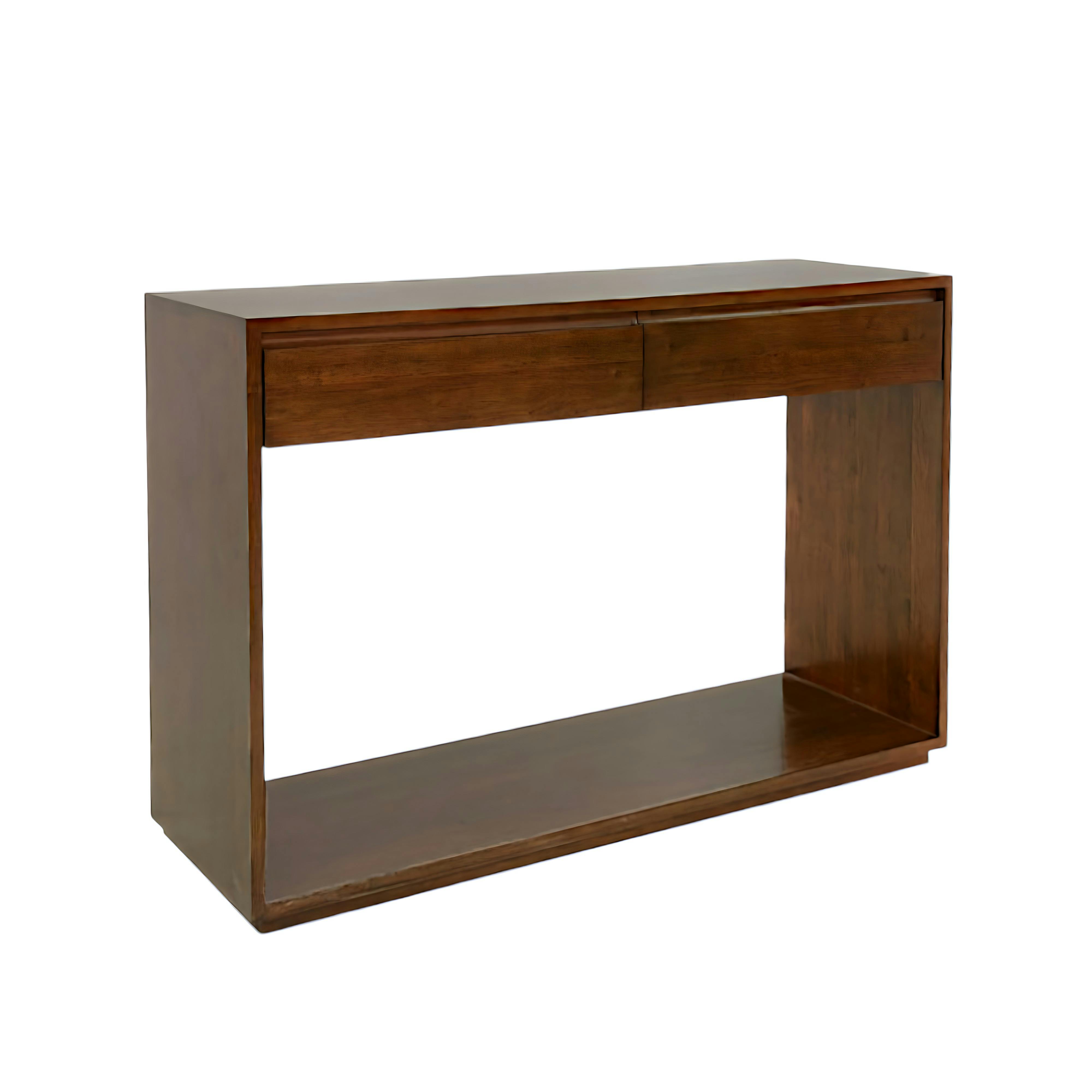 Console Hévéa 2 tiroirs, double plateaux 120x40x85cm BALTIC