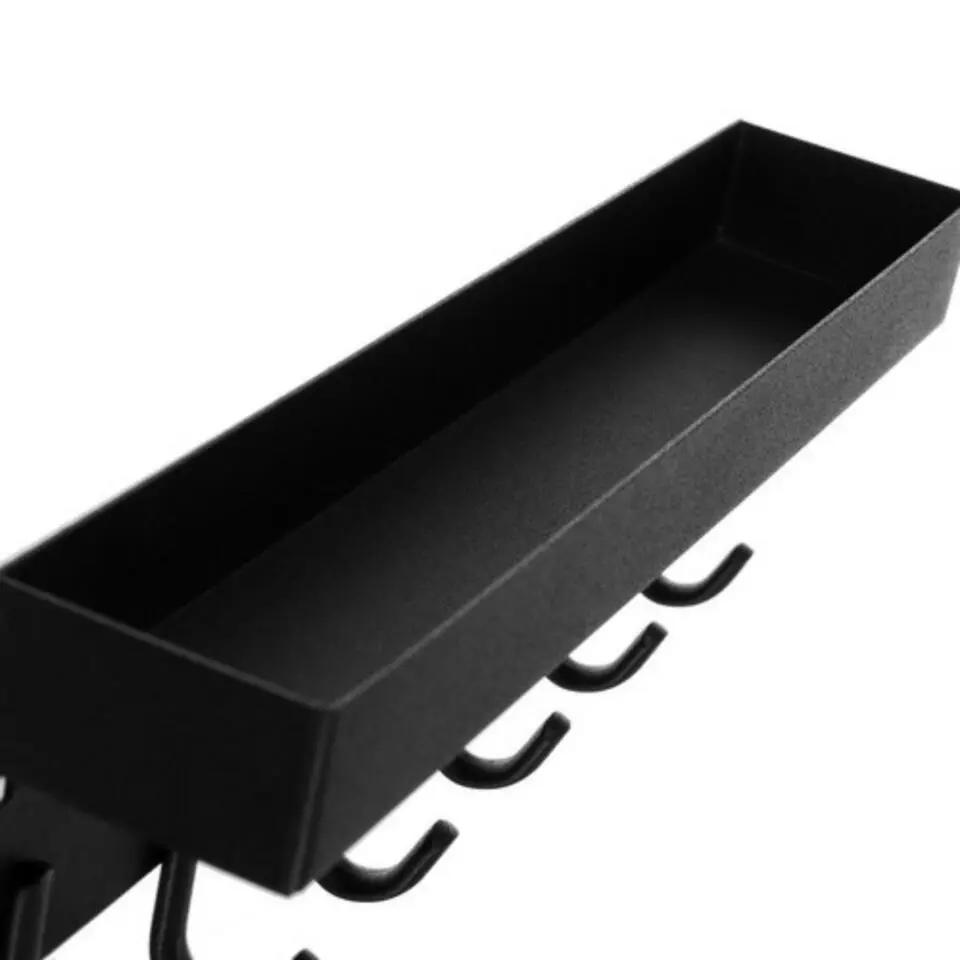 Ruhhy Kapstok - zwart - 8 x 24 cm - ijzer - 6 haken - met plank