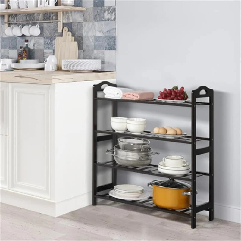 Concise 12-batten Bamboo Shoe Rack - 4-Tier