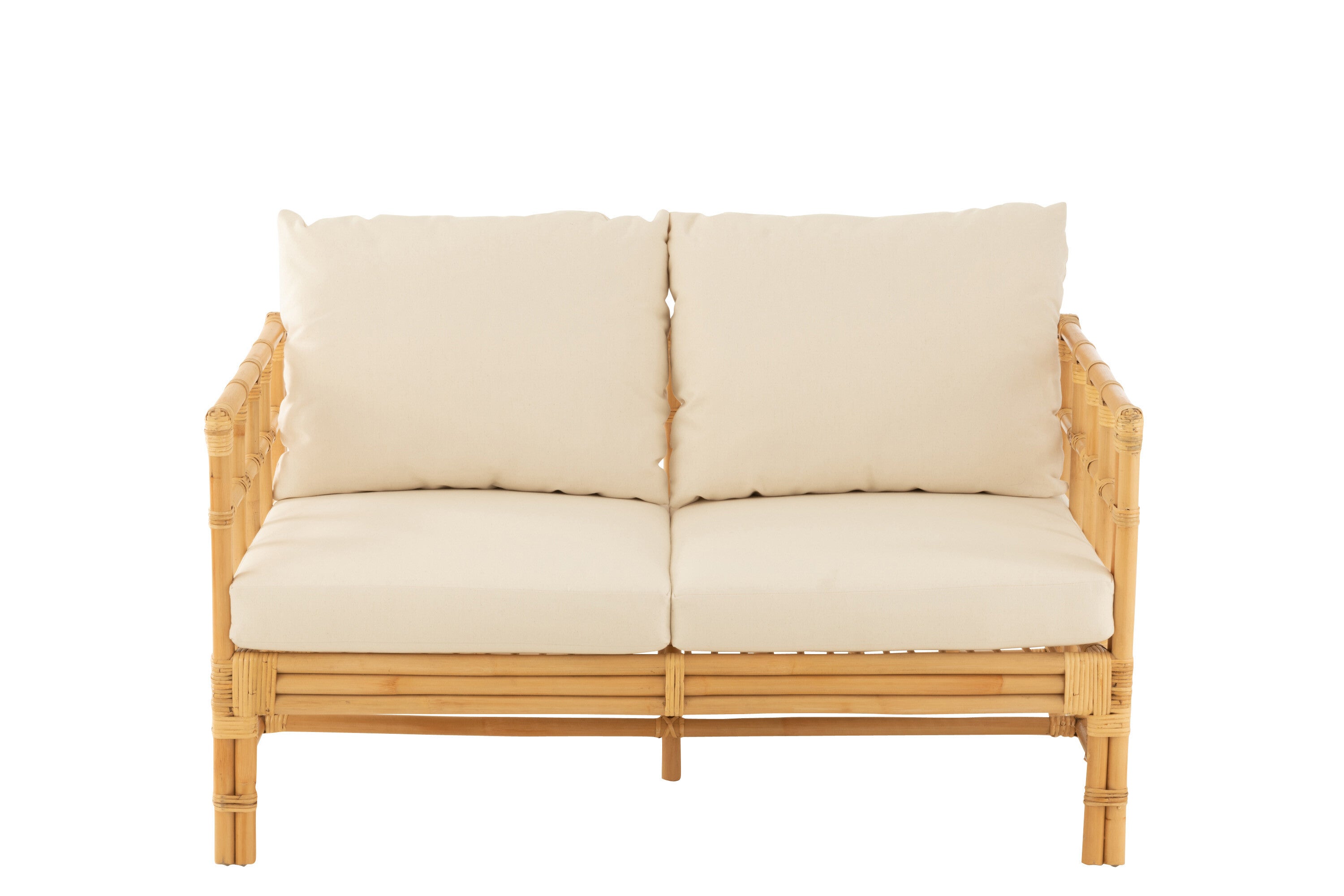 J-Line sofa Elise + kussen 2 Personen - rotan textiel - naturel wit