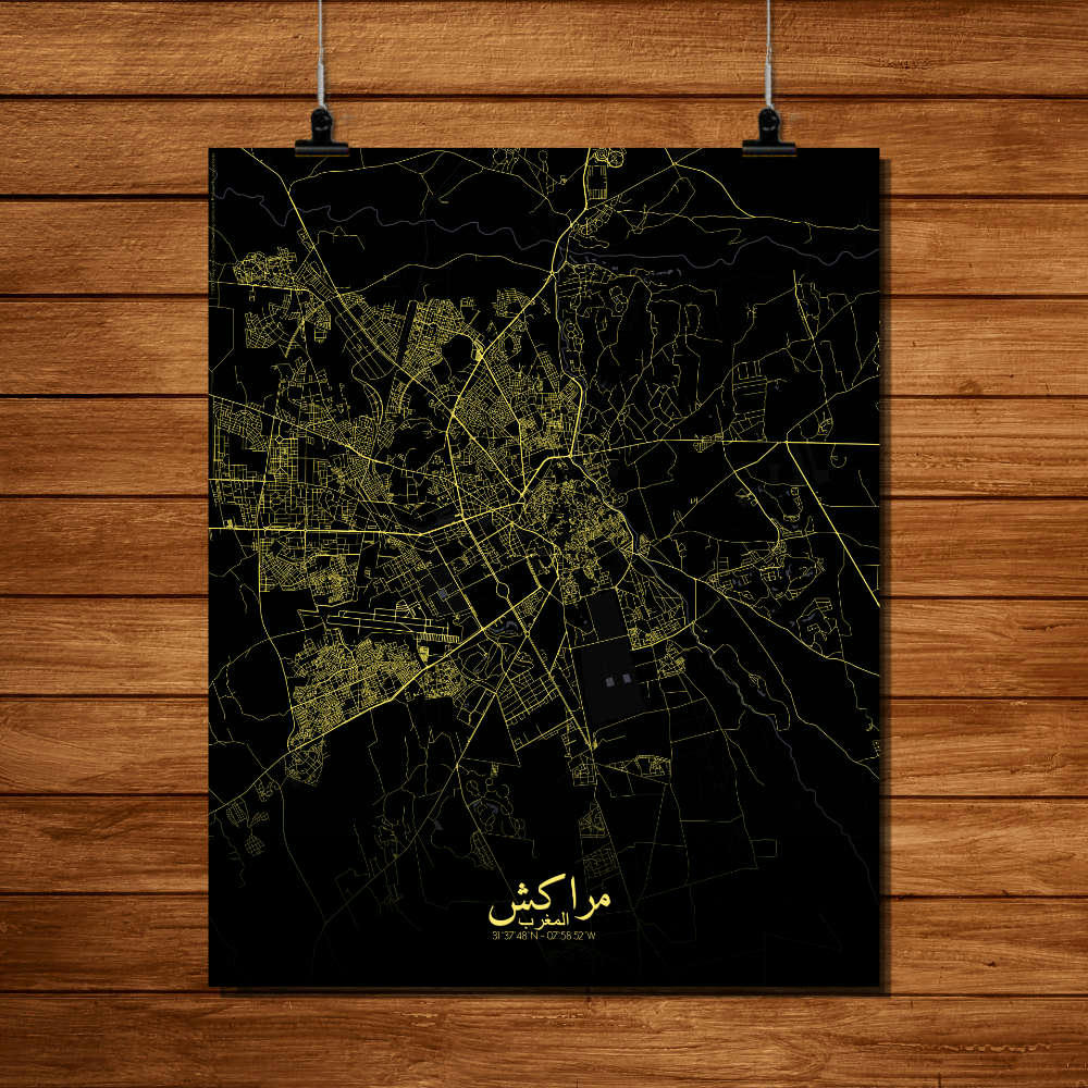 MARRAKECH - Affiche Marrakech Carte Nuit 40x50