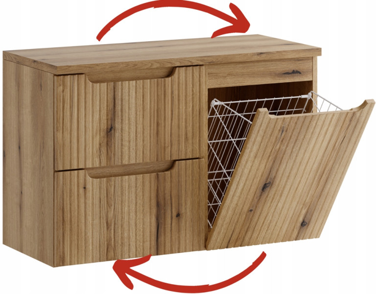Szafka łazienkowa NOVA 90 cm dąb Coast Evoke kosz blat