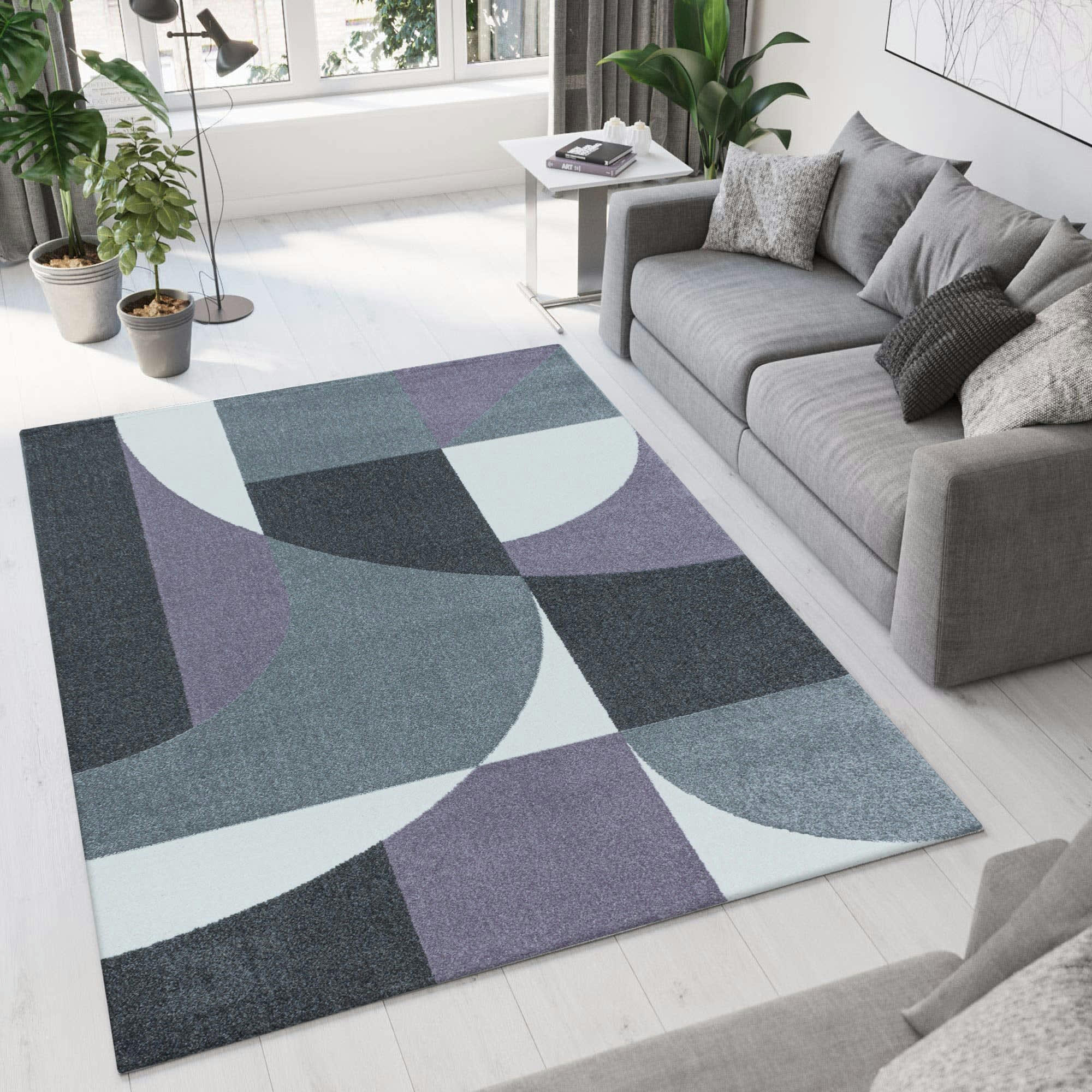 PICASSO - Tapis géométrique violet 240x340cm