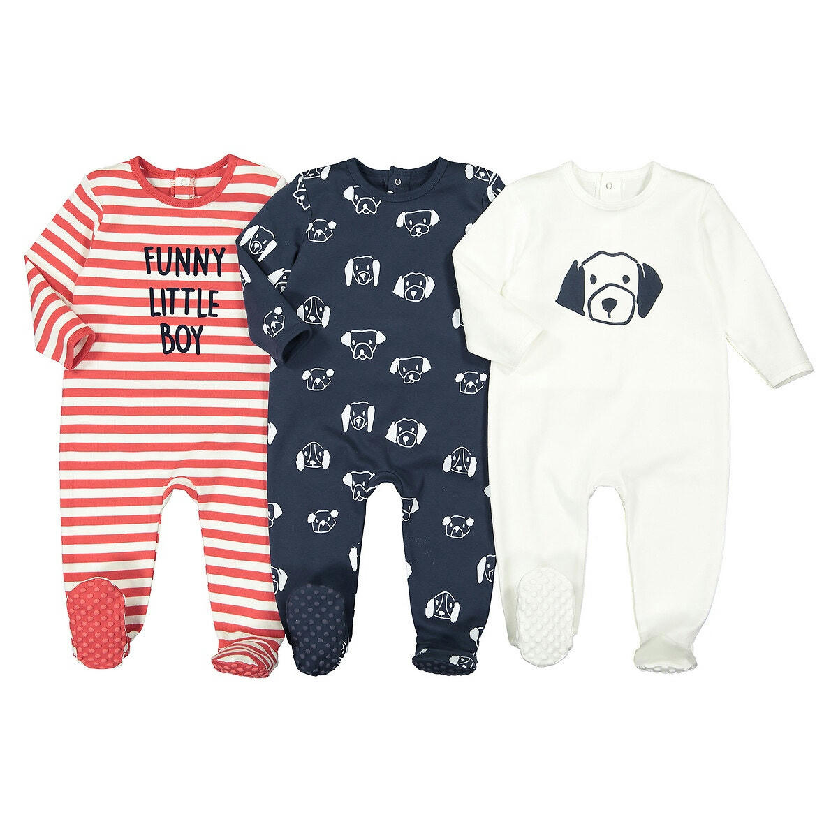 Lot de 3 pyjamas 1 pièce coton bio