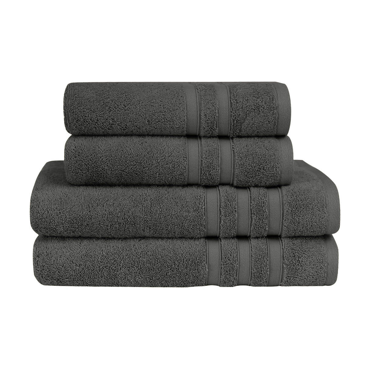 SENSILK - Ensemble de bain 4 pièces en coton/modal Anthracite