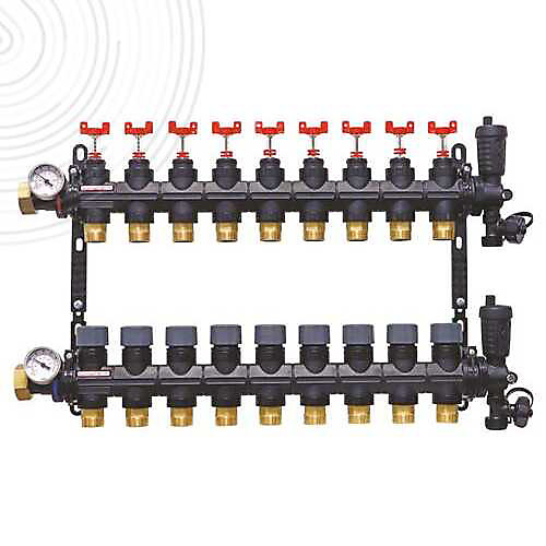 Collecteur Polymere pour plancher chauffant - 9 circuits