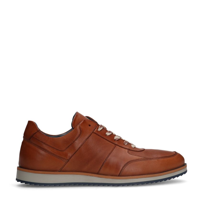 Manfield Cognac leren sneakers