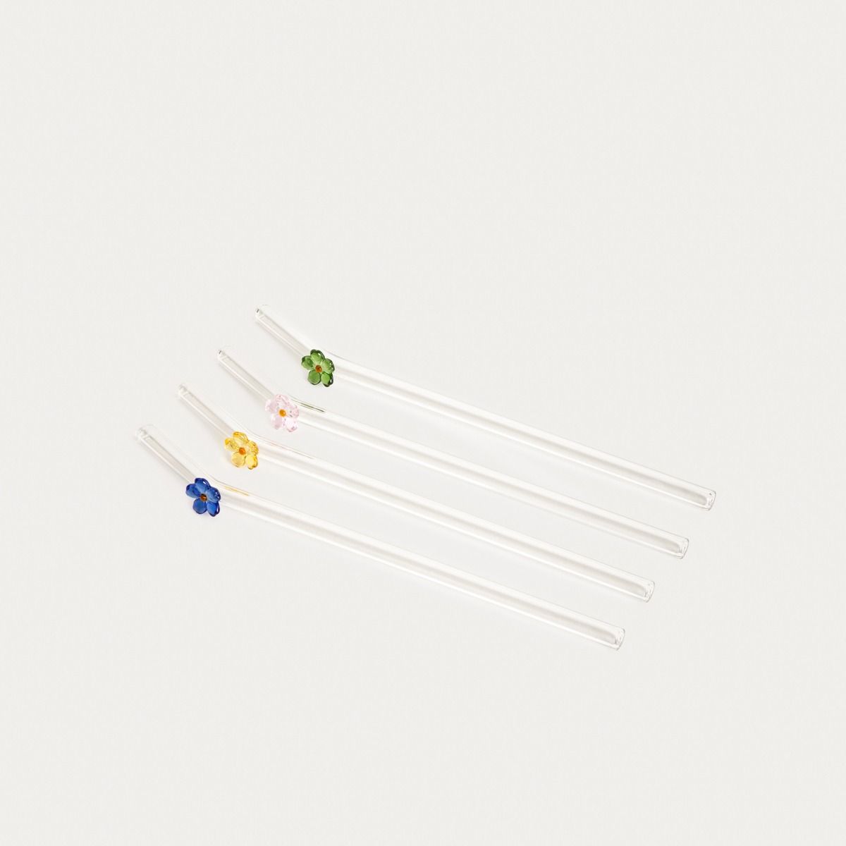 Zestaw słomek BLANCA z kolorowymi kwiatkami 4 szt.