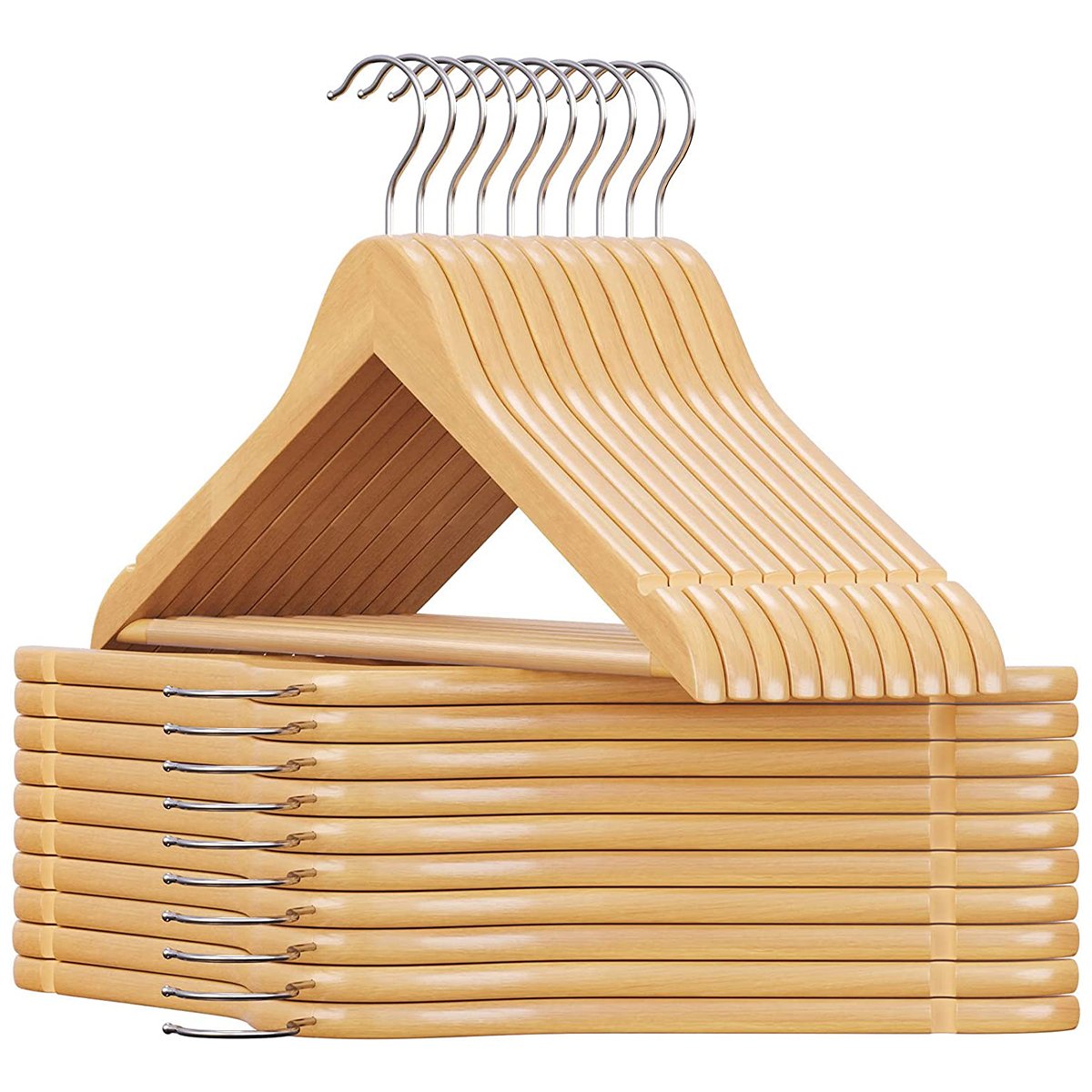 Calicosy - Set van 20 houten eucalyptus kleerhangers - H23 cm