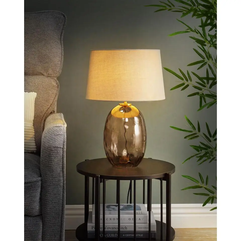 BONELLI - Tafellamp - Grijs - Stof/Glas