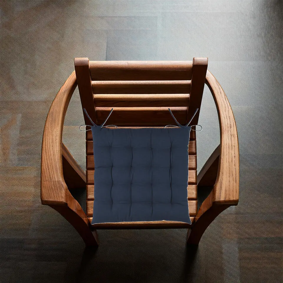 Stof Textile stoelkussens - donkerblauw - 38 x 38 x 3.5 cm