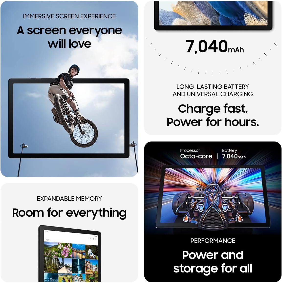 Samsung Galaxy Tab A8 10.5” 32GB Android Tablet  LCD Screen  Kids Content  Smart Switch  Expandable Memory  Long Lasting Battery  Fast Charging  US Version  2022  Dark Gray