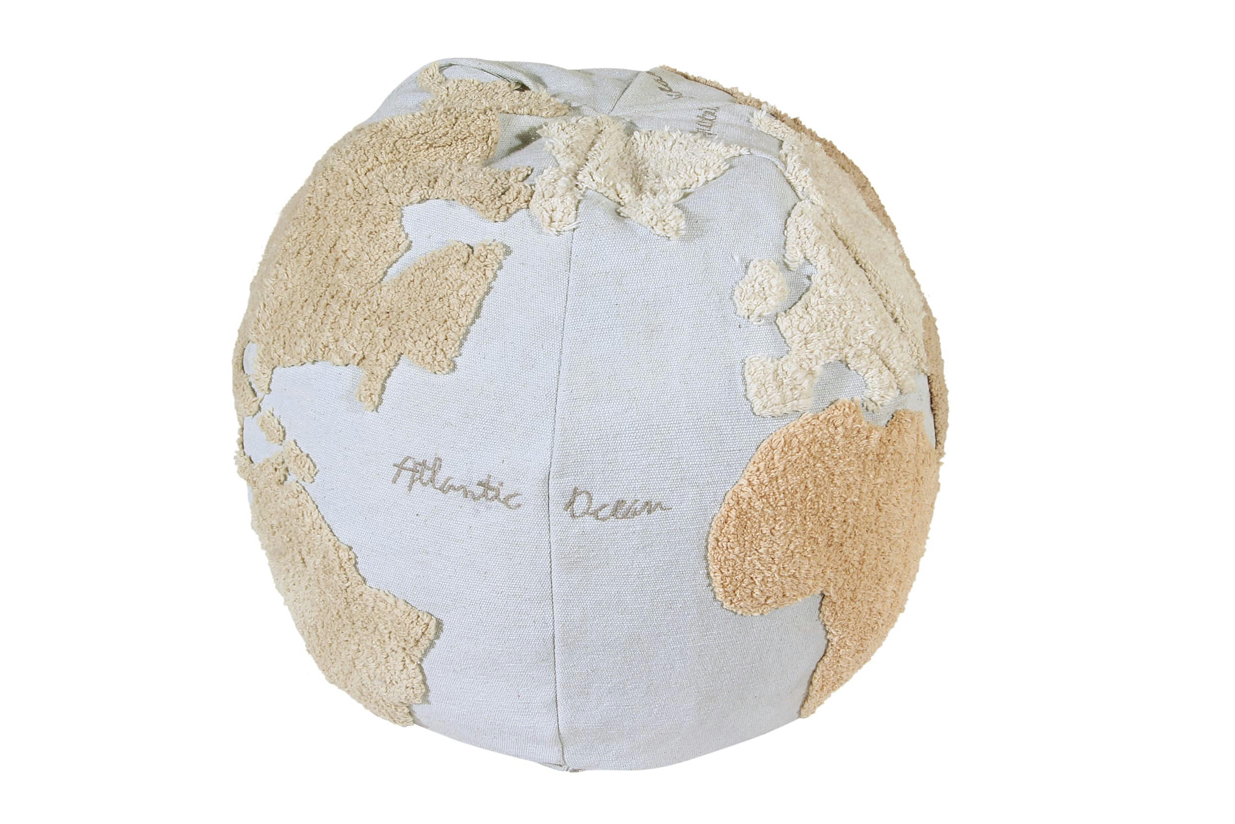 BACK TO SCHOOL - Pouf carte du monde bleu et gris