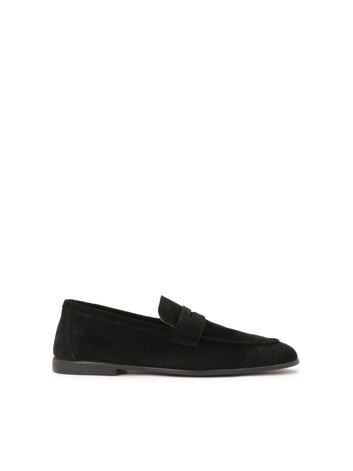 Comfortable black suede loafers
