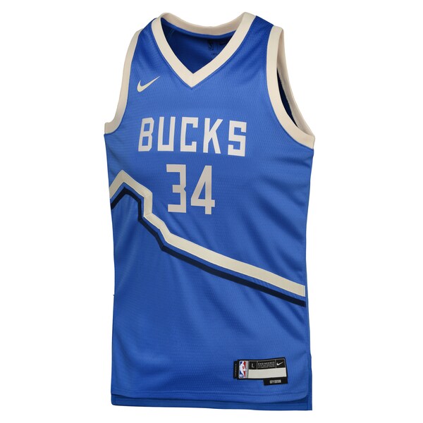 Giannis Antetokounmpo Milwaukee Bucks Nike Youth 2024/25 Swingman Player Jersey - City Edition - Royal