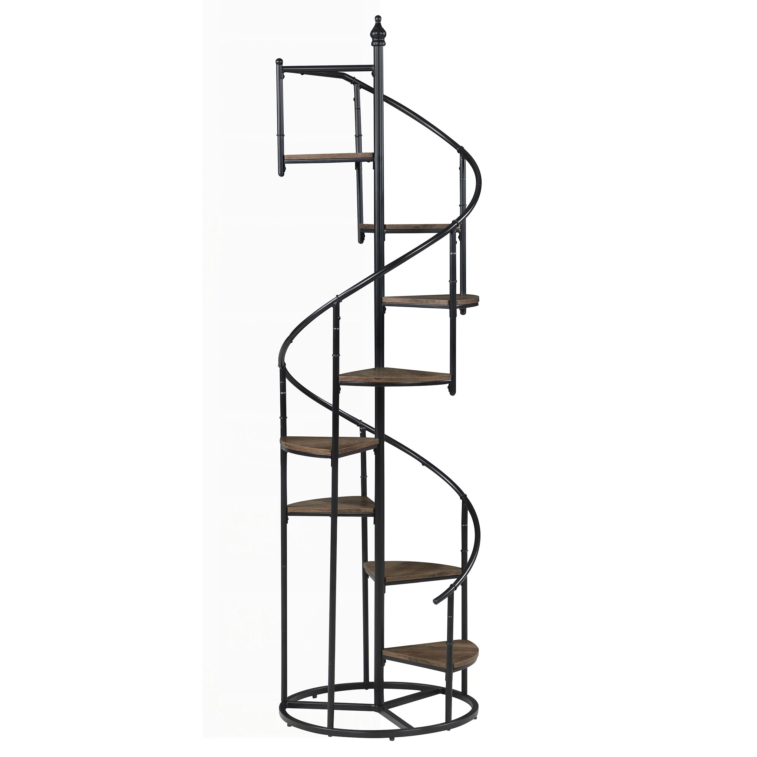 Unique Rustic Industrial Bookshelf with Spiral Design and Multiple Shelves for Versatile Storage