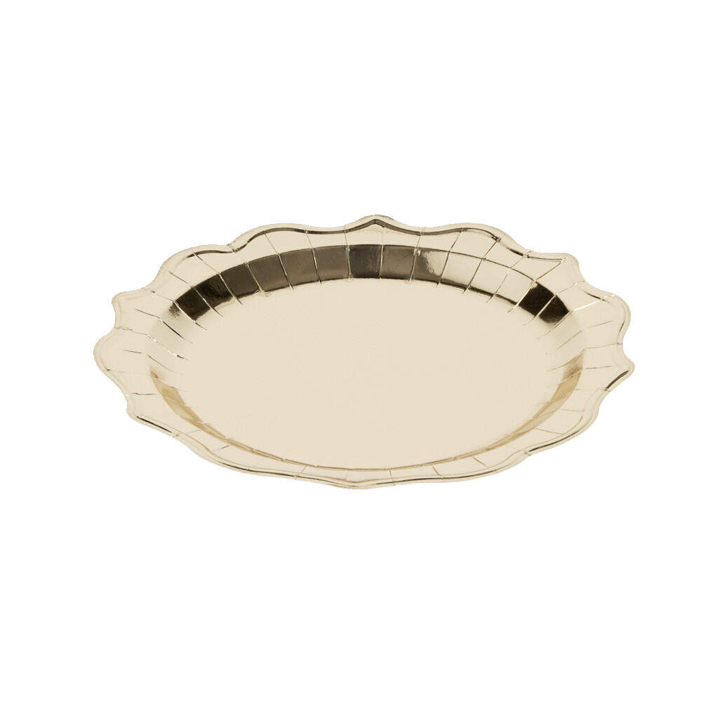 Plateau de présentation rond x4 carton métallisé doré Ø26cm