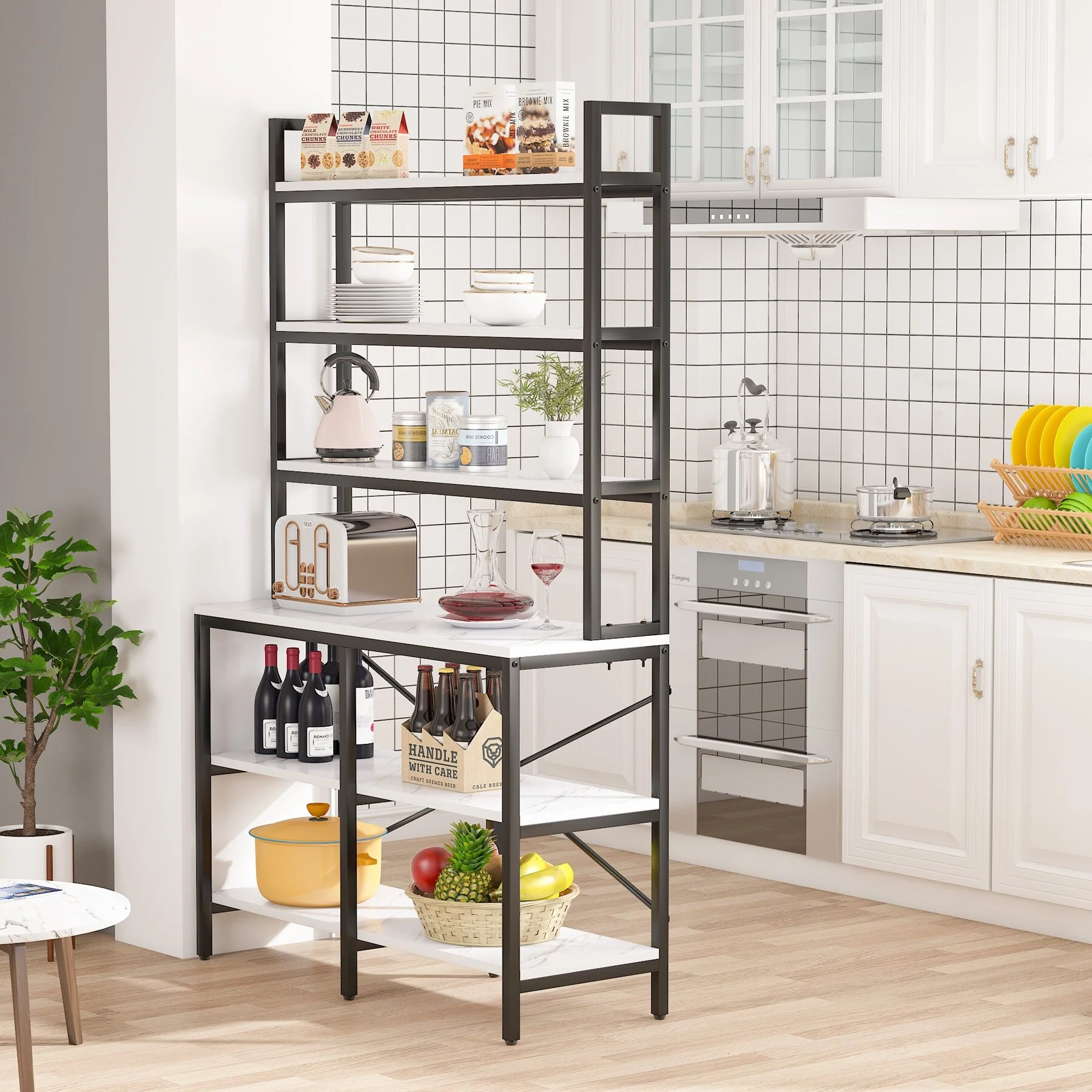 70.8 Inch 6-Tier Bookshelf, Open Storage Shelves, 6 Shelf Storage Rack with X-Shaped Frame