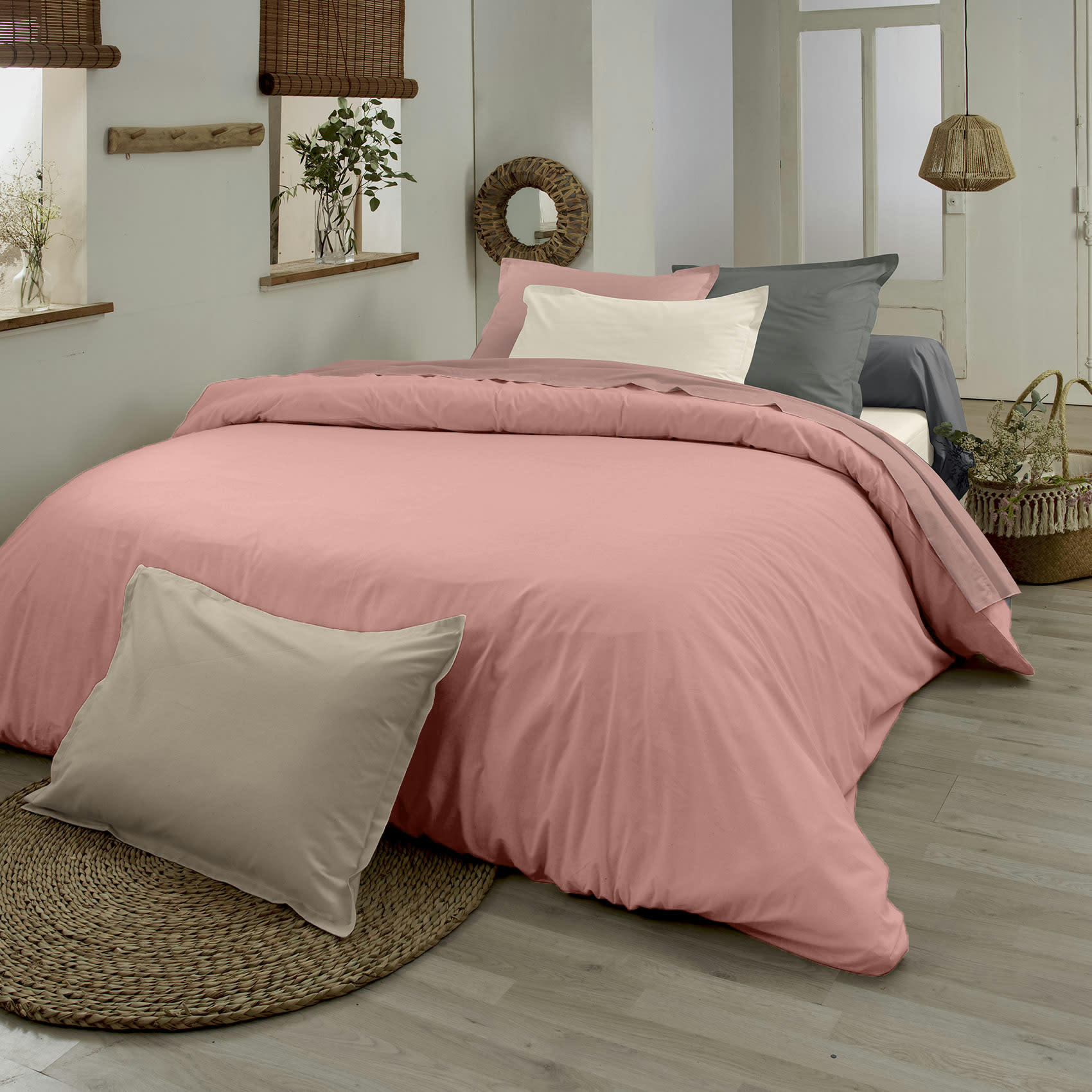 AUTHENTIQUE - Housse de couette en coton biologique rose blush 240x220 cm