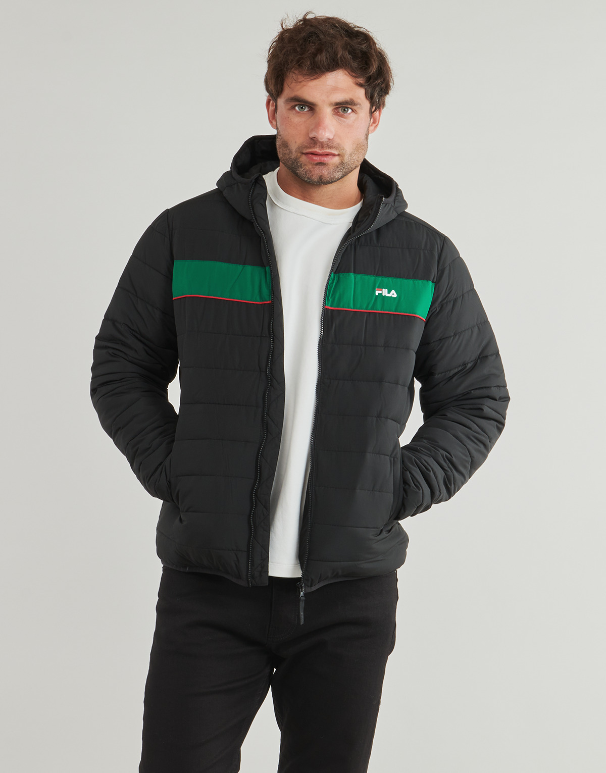 Fila - ALPIGNANO REGULAR HOODED LIGHTWEIGHT JACKET - Black / Green
