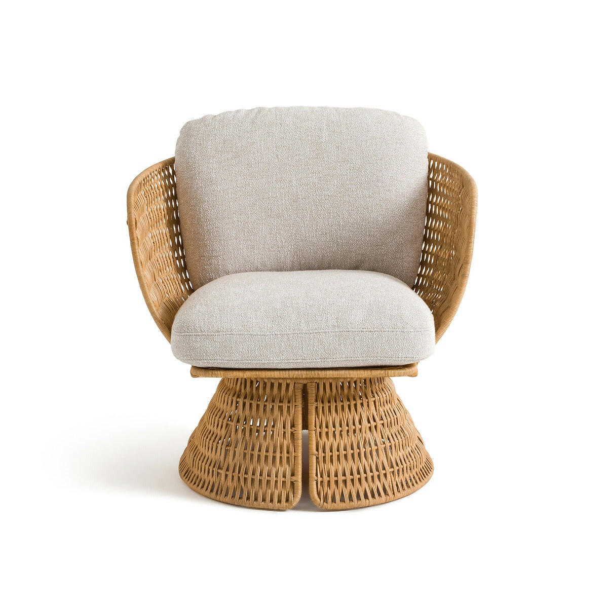 Fauteuil en rotin et coussins en coton, Liam